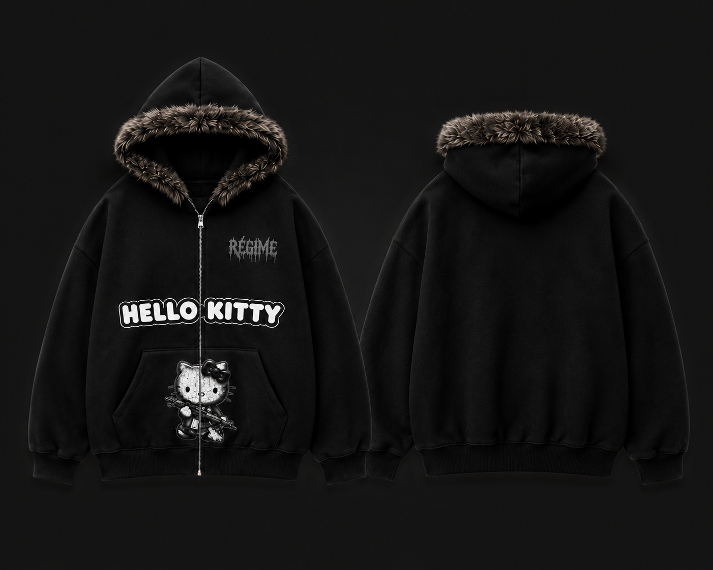 RÉGIME HK-01 GROUND ZERO" FUR ZIP HOODIE